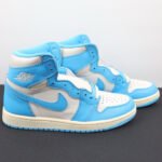 High Top Retro Style Sneakers – Sky Blue & Off-White Premium Leather Classic