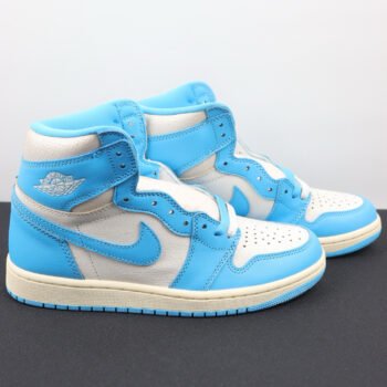 High Top Retro Style Sneakers – Sky Blue & Off-White Premium Leather Classic