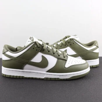 White and Olive Green Low-Top Sneakers – Unisex Retro Streetwear Casual Shoes