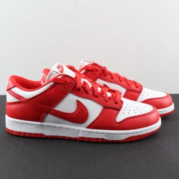 White and Red Low-Top Sneakers – Unisex Retro Streetwear Casual Shoes