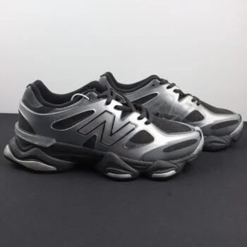 Black and Silver Retro Running Sneakers – Unisex Chunky Sport Shoes with Cushion Sole