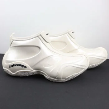 White Mid-Top Futuristic Sneakers – Unisex Sculpted Fashion Casual Shoes