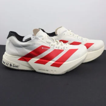 White & Red Marathon Running Shoes – Unisex Lightweight Long-Distance Trainers