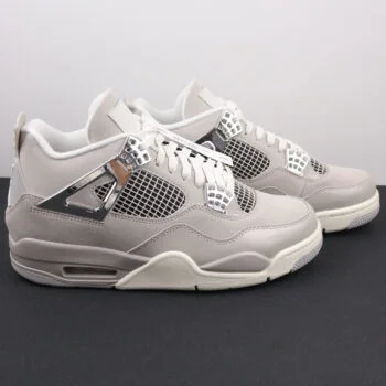 Light Iron Silver High-Top Retro Basketball Shoes – Metallic Grey Court Sneakers for Men & Women