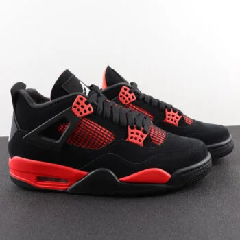 Black and Red High-Top Retro Basketball Shoes – Power Street Court Sneakers for Men & Women