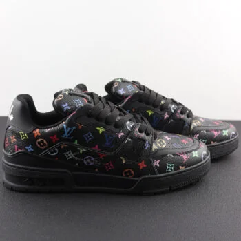 Black Multicolor Low-Top Luxury Street Sneakers – Artistic Designer-Style Trainers for Men & Women