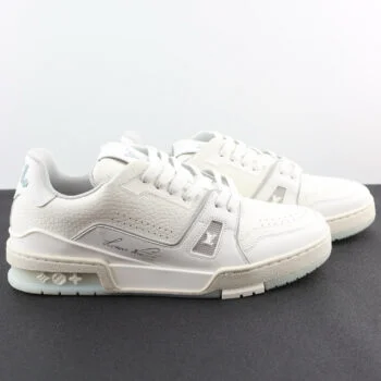 White and Grey Low-Top Premium Street Sneakers – Minimalist Designer-Style Trainers for Men & Women