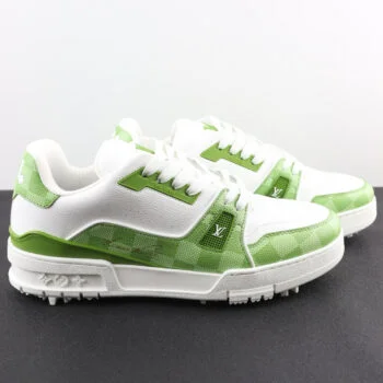 White and Green Low-Top Signature Trainers – Premium Street Fashion Sneakers for Men & Women