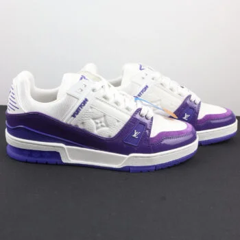 Purple White Low-Top Designer Sneakers – Retro Street Fashion Unisex Court Shoes