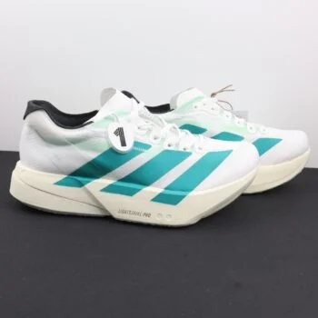 Adizero Pro 4 White Teal Running Shoes – Lightweight Cushioned Road Trainers for Men & Women