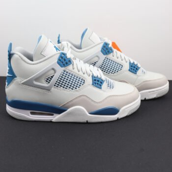 Retro Basketball Sneakers – White & Military Blue Leather Street Style