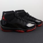 High-Top Retro Basketball Sneakers – Black & Red Patent Leather Performance Style